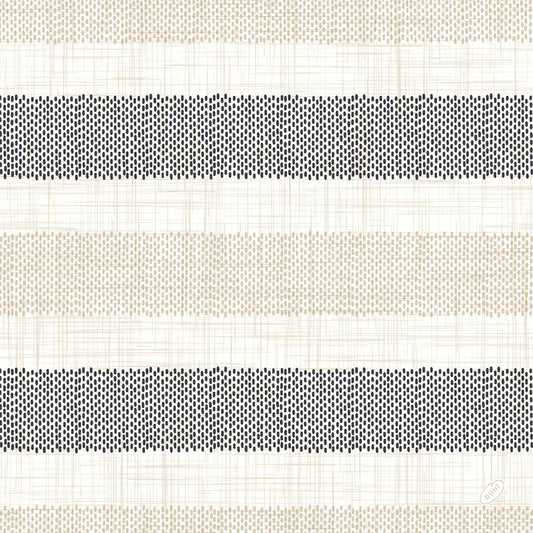 Die Rigato black 53071 Servietten der Duni GmbH zeigen abwechselnd beige und schwarze Punktstreifen auf einem weißen, stoffähnlichen, strukturierten Hintergrund. Das gleichmäßig verteilte, lineare Muster bringt Eleganz auf jeden gedeckten Tisch. Packung enthält 50 Servietten.