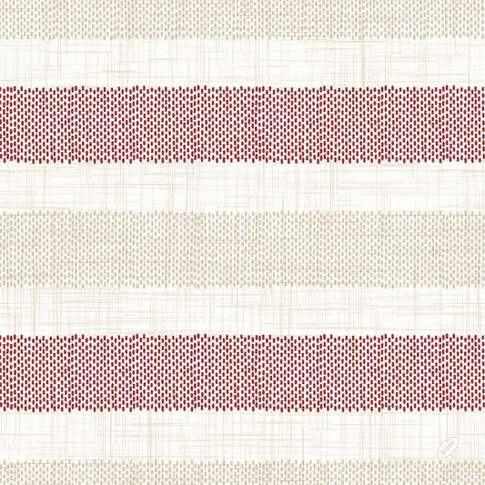 Die Rigato bordeaux 53071 Servietten (Packung mit 50) der Duni GmbH bieten ein Streifenmuster in Beige, Bordeaux und Weiß mit gewebter Textiloptik - ideal für Tischdekorationen.