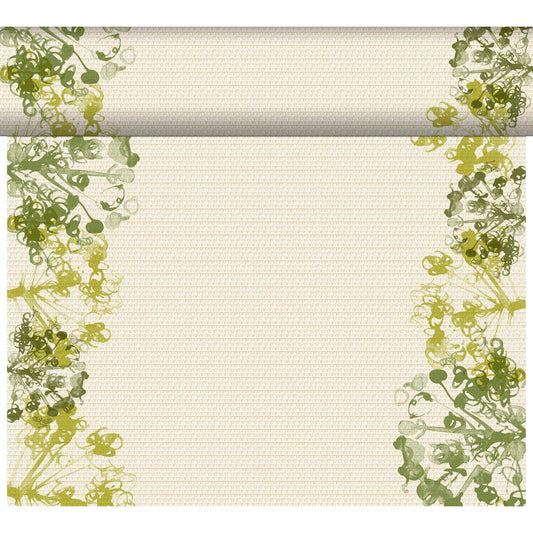 Ein cremefarbener Hintergrund mit grüner und gelber Aquarellblumenbordüre und ein gerollter oberer Rand, der umweltschicke Duni GmbH Green Umbles 61079 (Packung 1 Stück) ist perfekt für Schreibwaren oder einen umweltfreundlichen Regenschirm.