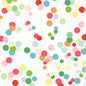 These cellulose napkins 33x33 cm, 3-ply, Happy Bubbles by Duni GmbH feature colorful, overlapping green, red, pink, orange, and yellow dots. On each of the 50 napkin packages, "Duni" is printed in red color and backed with a faint grid.