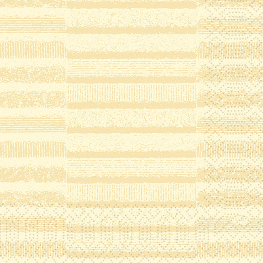Tessuto cream 51075 von Duni GmbH: Elegante Servietten mit abwechselnd beigen Streifen und Rechtecken mit strukturierten Punkten, Linien und Gittern auf hellem Grund. Packung (50 Servietten) - ideal für stilvoll gedeckte Tische.