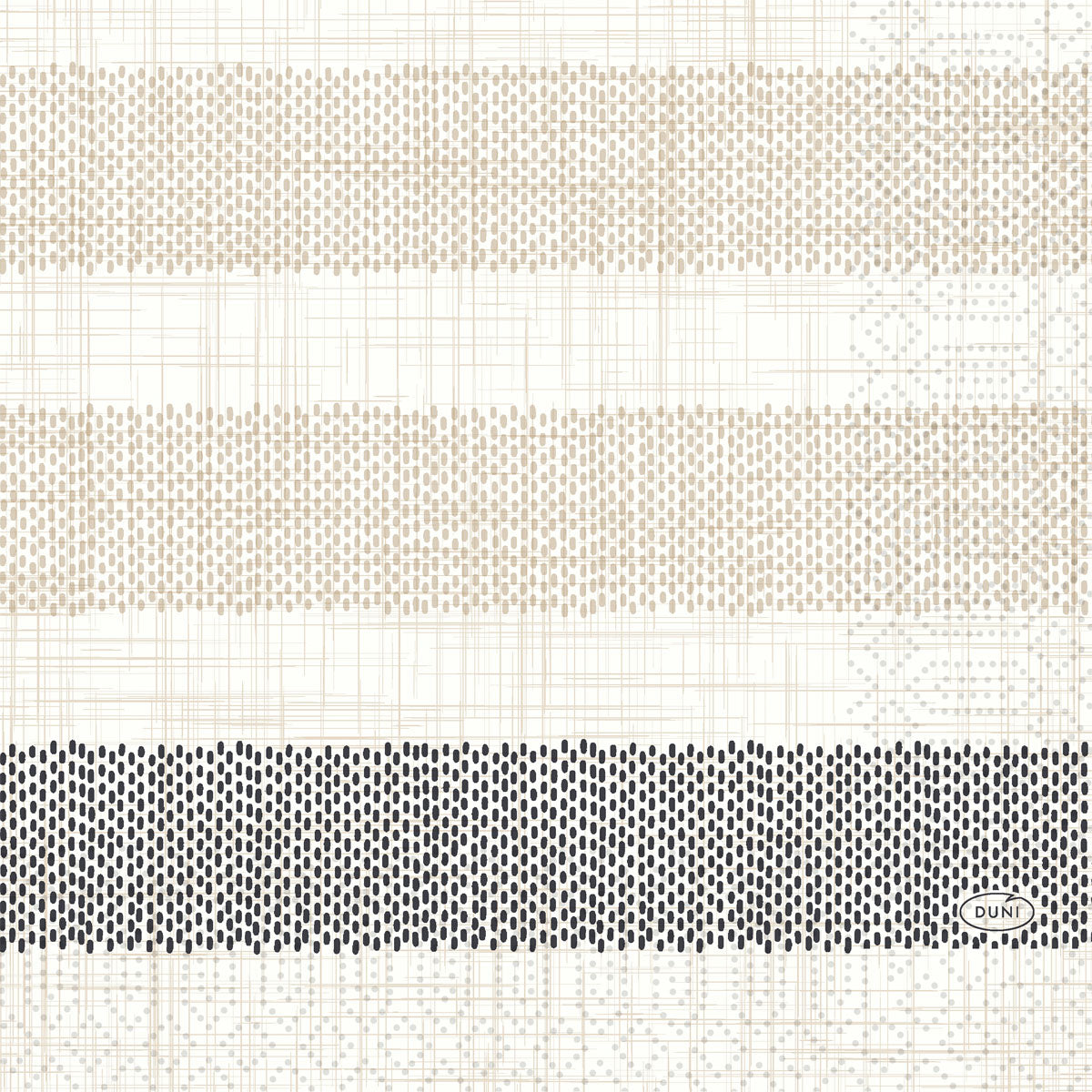 Eine Nahaufnahme der Rigato black 51055 Servietten von Duni GmbH (Packung mit 250 Stück), die ihre feine Textur und hochwertige Stoffqualität hervorheben.