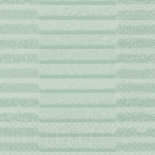 Ein Muster aus horizontalen, strukturierten Streifen in Hellgrün, das an die Servietten Tessuto mint 51055 der Duni GmbH erinnert. Handgezeichnet und getupft für einen abstrakten, sich wiederholenden Look, der jedem gedeckten Tisch subtile Eleganz verleiht.