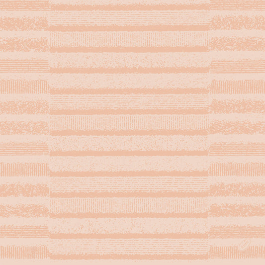 Ein pfirsichfarbener Hintergrund mit horizontalen, strukturierten Streifen in verschiedenen Stärken, die an das Design der Tessuto staubrosa 62133 Servietten (60er Pack) der Duni GmbH erinnern, angeordnet in einer gleichmäßigen, sich wiederholenden Abfolge.