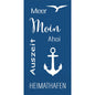 The Duni GmbH Cell.-Napkins 33 cm 2-ply 1/8-fold Meer Freude Napkins (pack of 300 pieces) feature blue maritime designs with German words like "Meer", "Moin" and white anchors - ideal for your sea-themed party!.