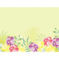 The Duni GmbH paper placemats 30x40cm Soft Tropics feature a light yellow background with watercolor flowers in yellow, pink, and purple, as well as green leaves at the bottom edge; the top edge and the middle remain largely empty. The package contains 250 pieces.
