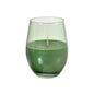 An elegant, green candle glass holder from Duni GmbH (12.5 cm high, Ø76 mm) stands in transparent glass against a white background. The versatile tea light product is delivered individually.