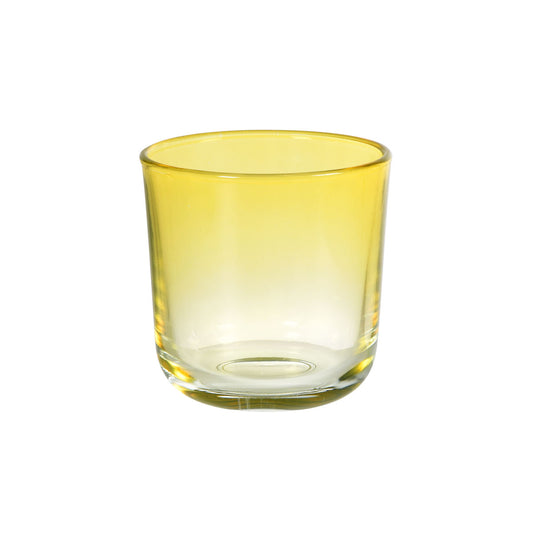 Das Ouri Glas 81 x Ø 72,5 mm von Duni GmbH aus Gelbglas (Art. 66160) besticht durch klares Design, zylindrische Form und dicke Basis - ideal für vielseitige Nutzung; Packung enthält 1 Stück.