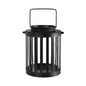 The Duni GmbH glass candle holder, 16.5x20 cm (Fyr) is a simple black metal lantern with vertical bars, a top handle, and a glass candle holder - perfect as an elegant single-piece table decoration.