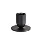 The metal candle holder from Duni GmbH in totem design (5.7x4.3 cm, 1 piece) in elegant black with a cylindrical cup and round base is ideal for modern interior decoration; presented against a white background.