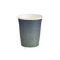 A single Duni GmbH paper cup WBC Urban, 240ml, for hot drinks in an eco-friendly design - with a color gradient from dark gray to green - stands against a white background. Packaging unit: 40 pieces.