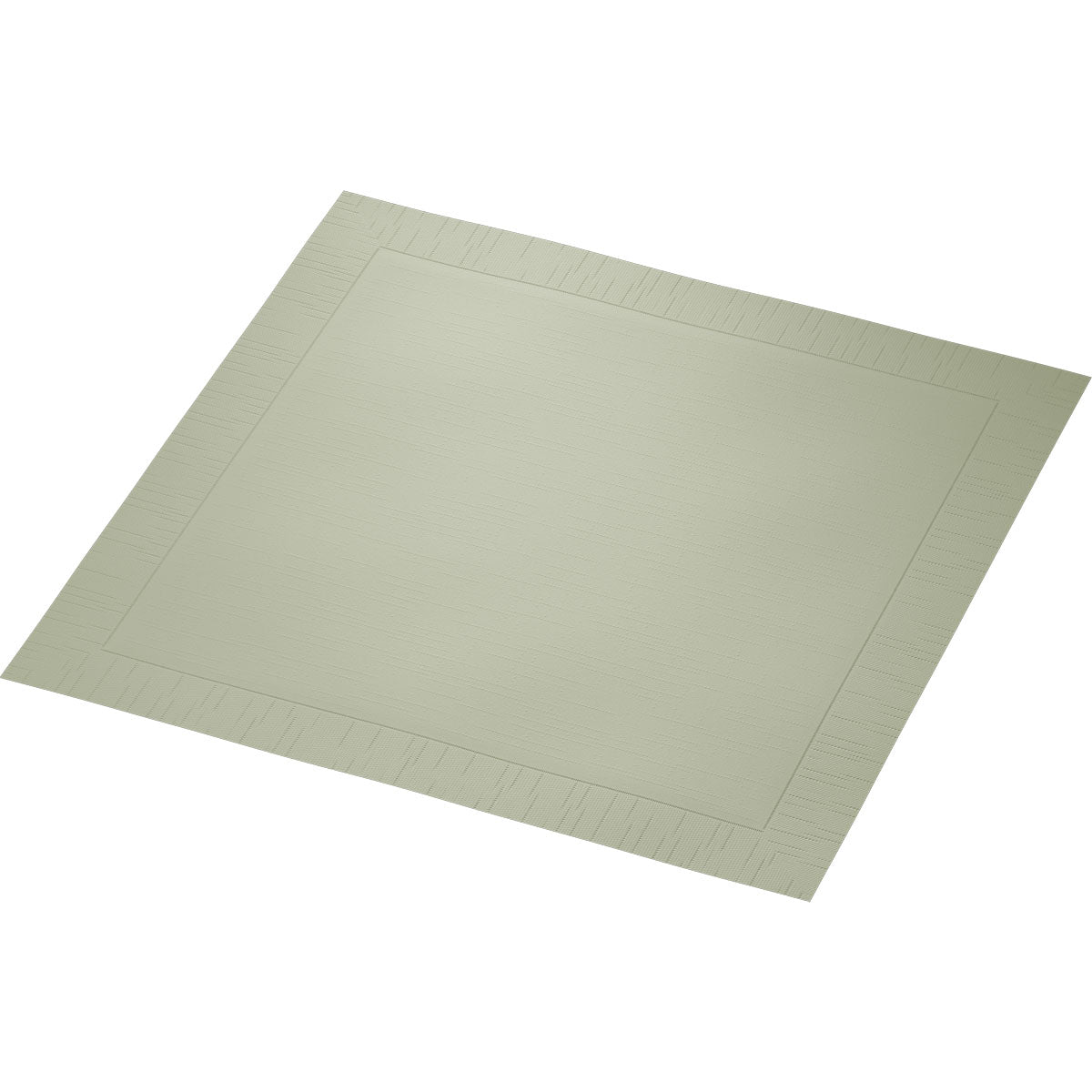 Die Duni GmbH Zellt.Serv.40x40 Klassik Serviette in Pistaziengrün hat eine quadratische Form, einen strukturierten Rand und eine glatte Mitte. Sie wird in einer 50er Packung geliefert und ist auf weißem Hintergrund abgebildet.