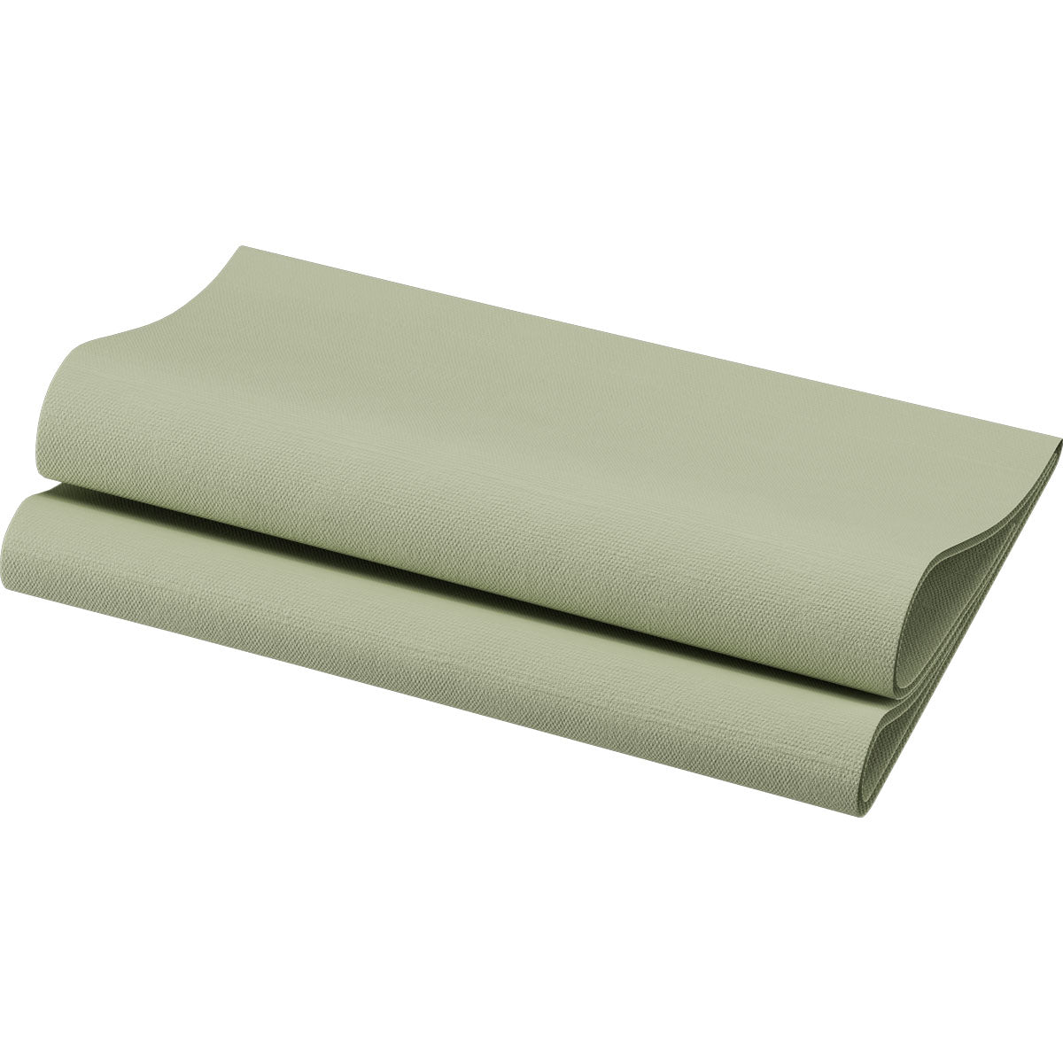 Abgebildet ist eine gefaltete Bio-Dunisoft-Serviette 40x40cm in Pistaziengrün der Duni GmbH (Packung, 60 Stück) auf einfarbig weißem Hintergrund.