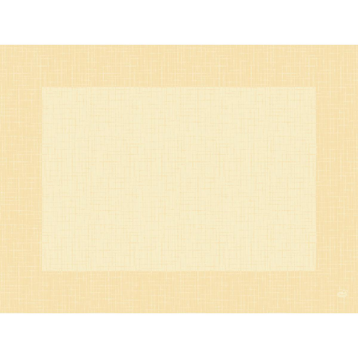 Ein quadratischer, strukturierter beiger Hintergrund mit einer helleren Mitte erinnert an gewebte Stoffe und erinnert an den natürlichen Stil der Bio-Dunicel-Sets 30x40 Linnea creme (100 Stück) der Duni GmbH - elegante, nachhaltige Servietten für jeden gedeckten Tisch.