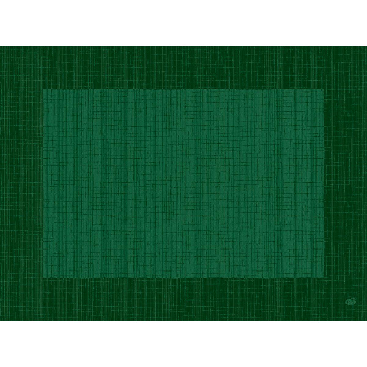 The Bio-Dunicel-Sets 30x40 Linnea Jägergrün by Duni GmbH is a rectangular green mat with a cross-hatch pattern and a darker border. Perfect for eco-friendly disposable sets, its simple geometric design has no additional decorations. Package: 100 pieces.