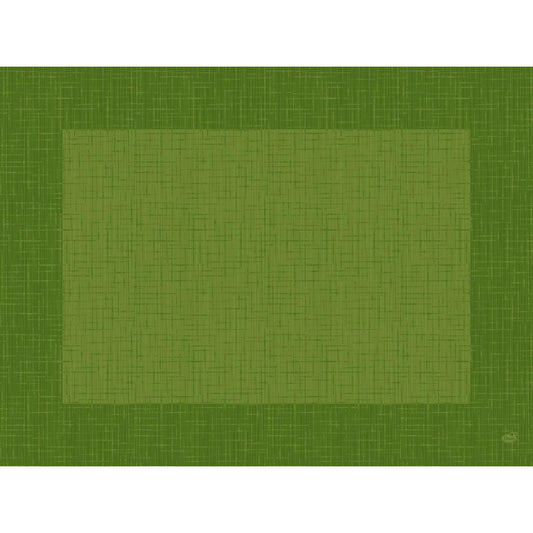 Eine quadratische Fläche in hellem Grün, ähnlich wie bei Duni GmbH Bio-Dunicel-Sets 30x40 Linnea Blattgrün 100P, ist auf einem dunkleren grünen gewebten Hintergrund zentriert, wodurch ein überlagertes gitterartiges Muster im gesamten Bild entsteht.