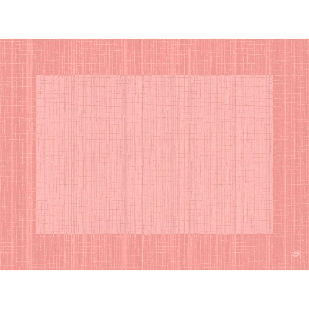 Das quadratische Bio-Dunicel-Set 30x40 Linnea mellow von Duni GmbH zeigt ein rosa Gittermuster mit heller Mitte und dunklerem Rand - perfekt für nachhaltige Tischdekoration. Packung mit 100 Stück.