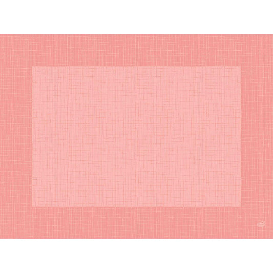 Das quadratische Bio-Dunicel-Set 30x40 Linnea mellow von Duni GmbH zeigt ein rosa Gittermuster mit heller Mitte und dunklerem Rand - perfekt für nachhaltige Tischdekoration. Packung mit 100 Stück.