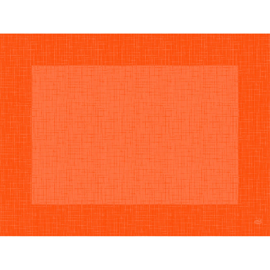 Die Bio-Dunicel-Sets 30x40 Linnea sun orange von Duni GmbH haben ein strukturiertes Gittermuster in sun orange und rot, mit einer helleren Mitte und dunklerem Rand. Ideal als biologisch abbaubare Tischsets. 1 Packung/Karton.