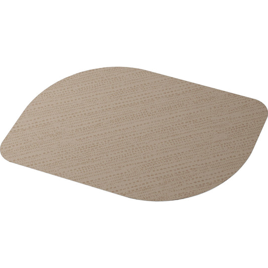 Ein einzelnes Bio-Dunicel-Set 28x38cm Stucco greige von Duni GmbH, mit asymmetrischem beigen Design mit abgerundeten Kanten und dezenten gepunkteten Linien - ideal für eine stilvolle Tischdekoration und biologisch abbaubar, kommt in einer Packung von 100.