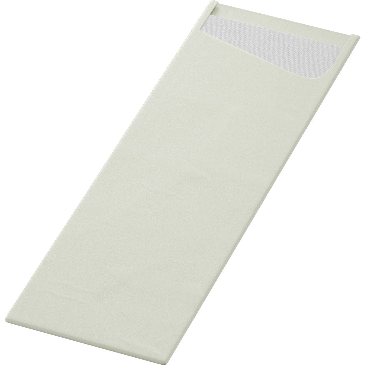 Der SACCHETTO Bio D-Soft Slim von Duni GmbH ist ein schlichter, rechteckiger, weißer Umschlag mit seitlicher Öffnung und Klappe, fotografiert auf Weiß - ähnlich einem nachhaltigen Wäschesack zum umweltfreundlichen Waschen empfindlicher Kleidung.