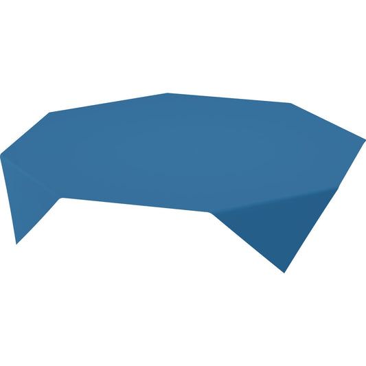 Eine Bio-Dunicel-Mitteldecke 84x84 dunkelblau von Duni GmbH, biologisch abbaubar, ist sauber drapiert als elegante Tischdekoration auf einem schlichten weißen Hintergrund, mit gleichmäßigen Falten und knackigen achteckigen Ecken. 1 Packung je Karton.