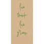 Die Duni GmbH Zell.-Serv.40x40 3lg 1/8 Love green natural Papierservietten (250 Stück) haben einen braunen strukturierten Hintergrund mit "live think love green" in grüner Schreibschrift - eine ideale Inspiration für umweltfreundliche Servietten.
