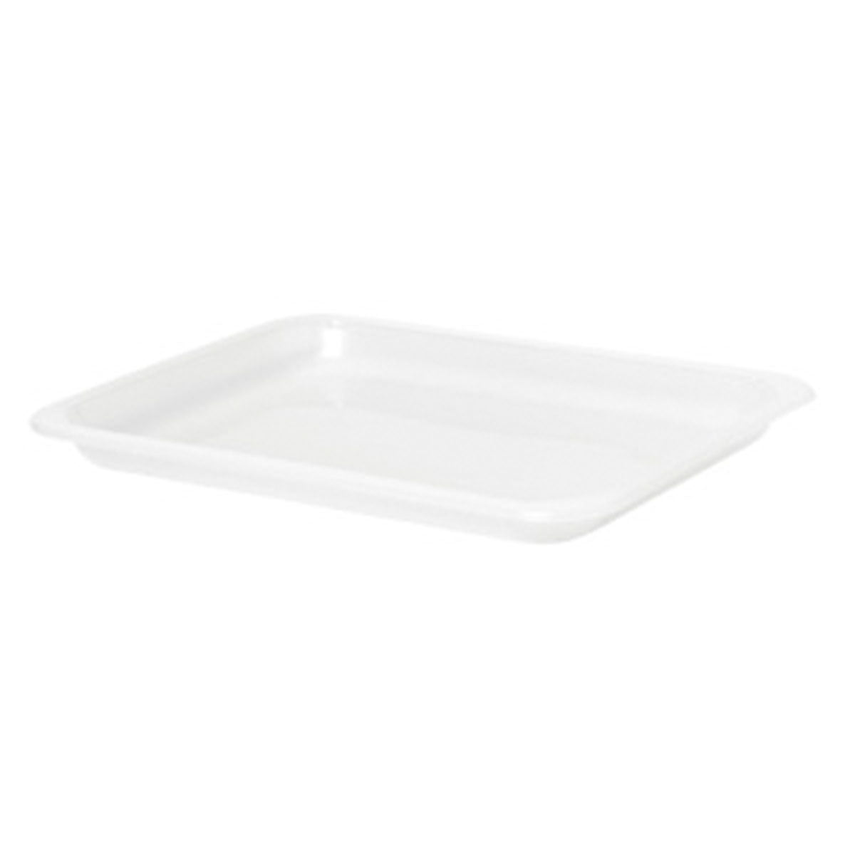 Die Duni GmbH PP Caterline 227x178x18mm, 500ml, trnsp. tray ist eine schlichte, rechteckige Kunststoffverpackung mit leicht erhabenen Kanten - ideal für Lebensmittel - auf weißem Hintergrund.