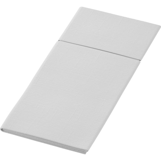Die Duniletto-Slim 40x33cm von Duni GmbH ist eine gefaltete weiße Stoffserviette mit dezentem Strukturmuster, perfekt als hygienische Unterlage oder stilvolle Alternative, abgebildet auf einem schlichten weißen Hintergrund.