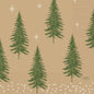 Duni GmbH's 33x33 3-ply "1/4 Humble Trees" napkins feature stylized green trees with white stars and dots on a beige background, plus the word "DUNI" in the lower right corner. The package contains 250 napkins.