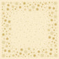The Bio-Dunicel tablecloth 84x84cm Stargazing cream by Duni GmbH features a square border of golden snowflakes and dots on a cream background, ideal for those seeking an eco-friendly table decoration with a mostly empty center.
