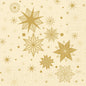 Bring elegance to any celebration with the Duni GmbH Napkins 33x33 3-ply 1/4 Stargazing Cream (Pack of 250 pieces): With their beige background and golden geometric star shapes, these napkins add a festive decorative touch to your table.