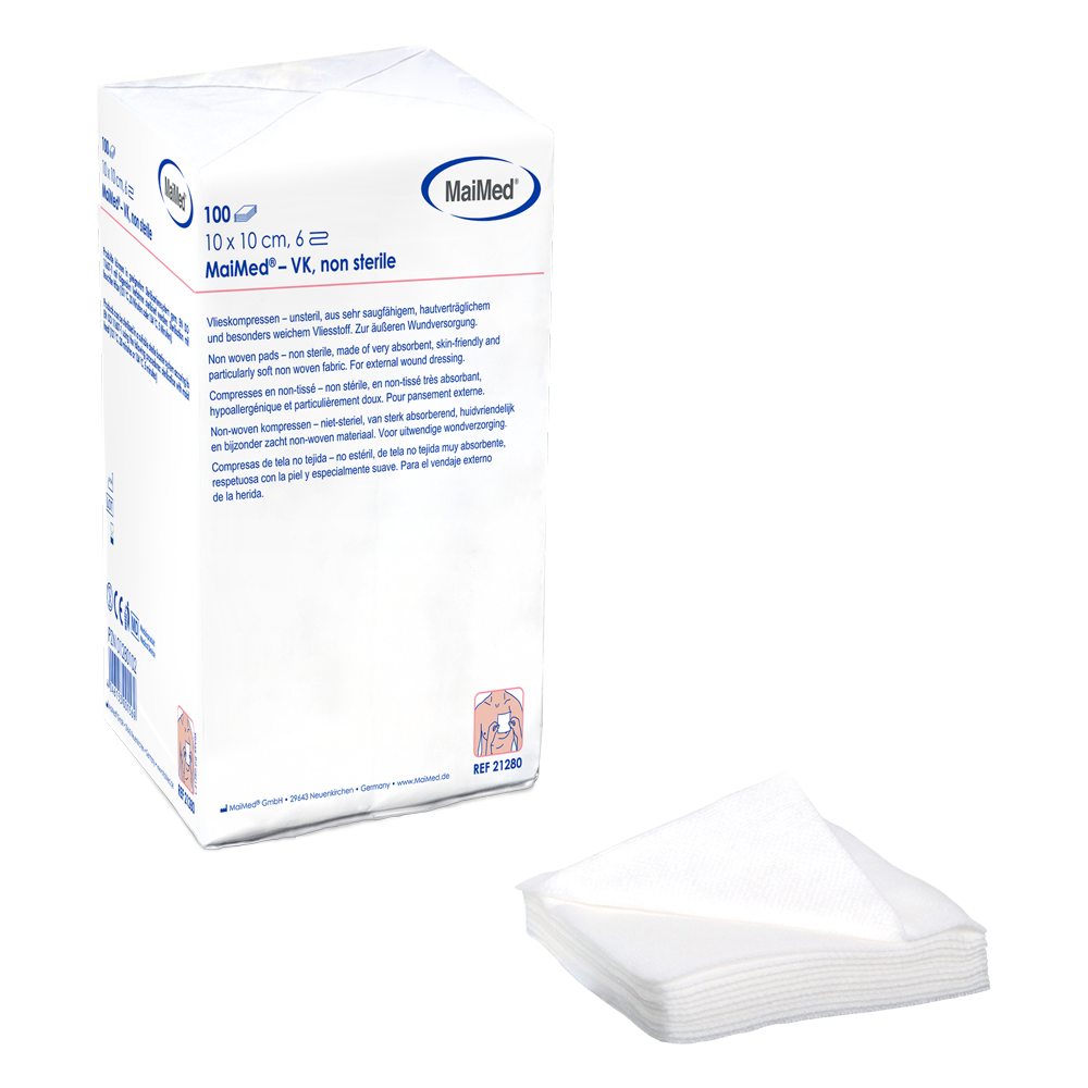 MaiMed-VK non-sterile fleece compresses of 100 pieces/paper bag