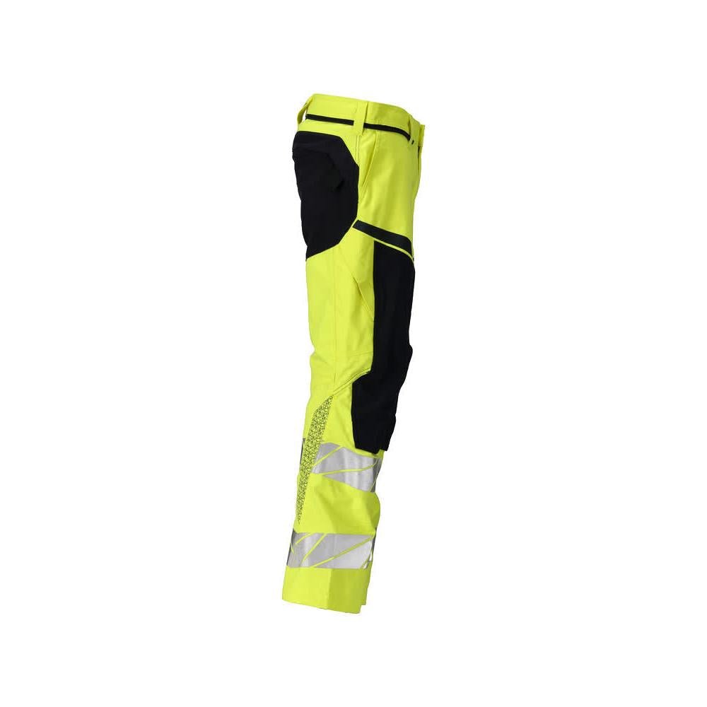 Trousers with knee pockets, stretch inserts Multisafe trousers, hi-vis yellow/black-blue