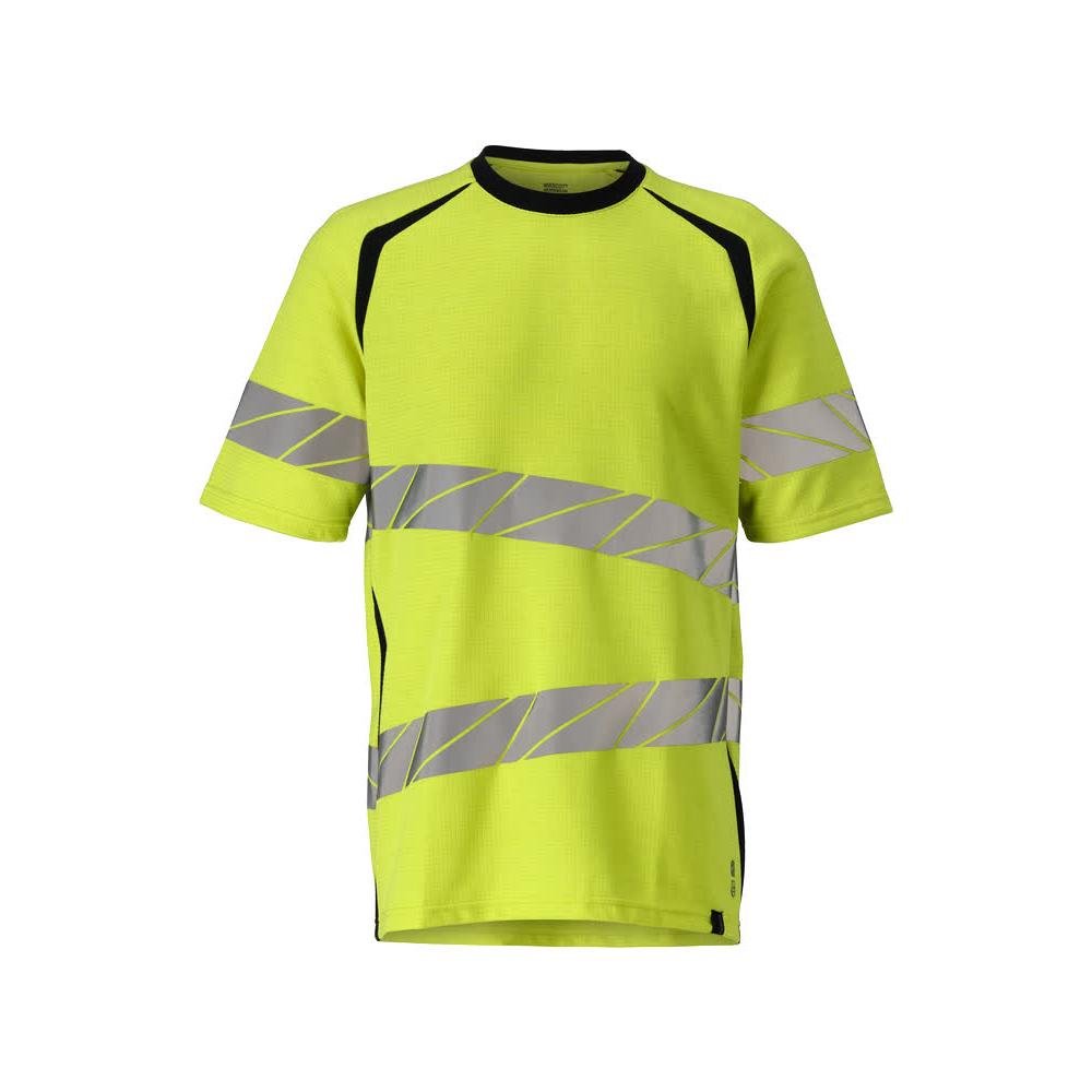 T-shirt, modern fit T-shirt Multisafe, hi-vis yellow/black-blue