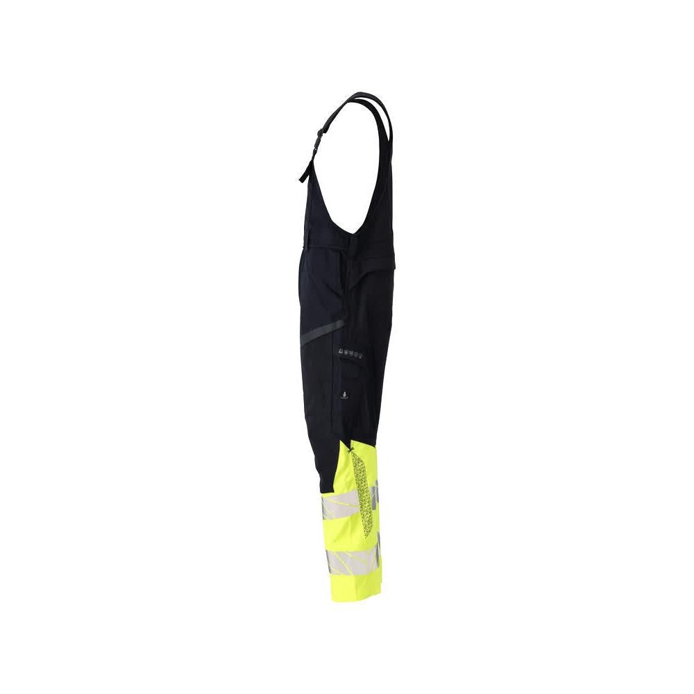 Dungarees, knee pockets, stretch inserts Multisafe dungarees, black blue/hi-vis yellow