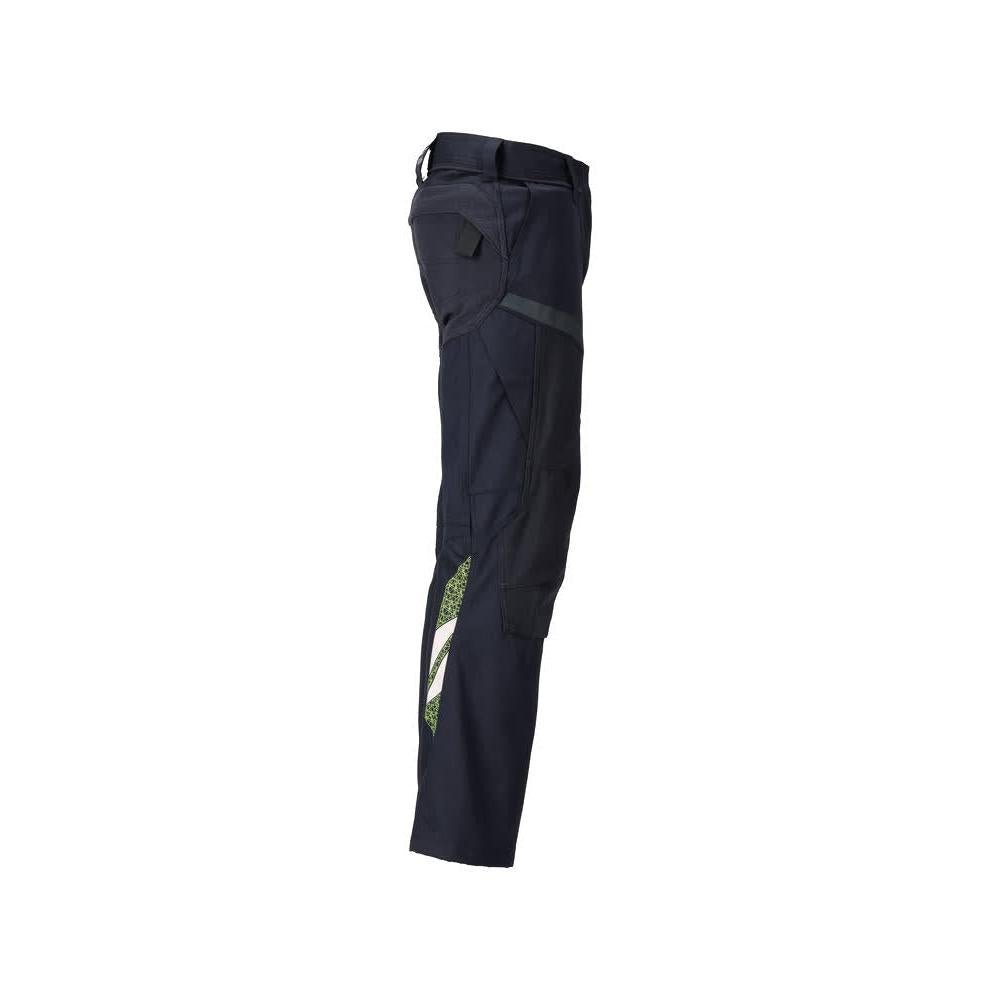 Trousers with knee pockets, women's Multisafe trousers, black blue/hi-vis yellow