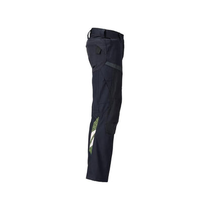 Trousers with knee pockets, women's Multisafe trousers, black blue/hi-vis yellow
