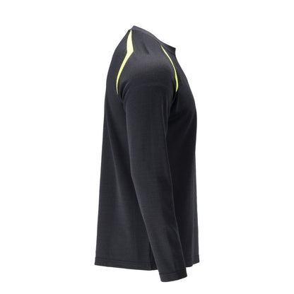 T-shirt, long sleeve, modern fit T-shirt Multisafe, black blue/hi-vis yellow