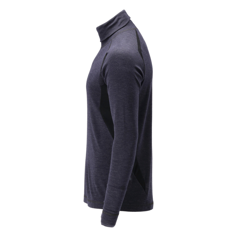 Functional undershirt, turtleneck, wool undershirt Multisafe, black-blue