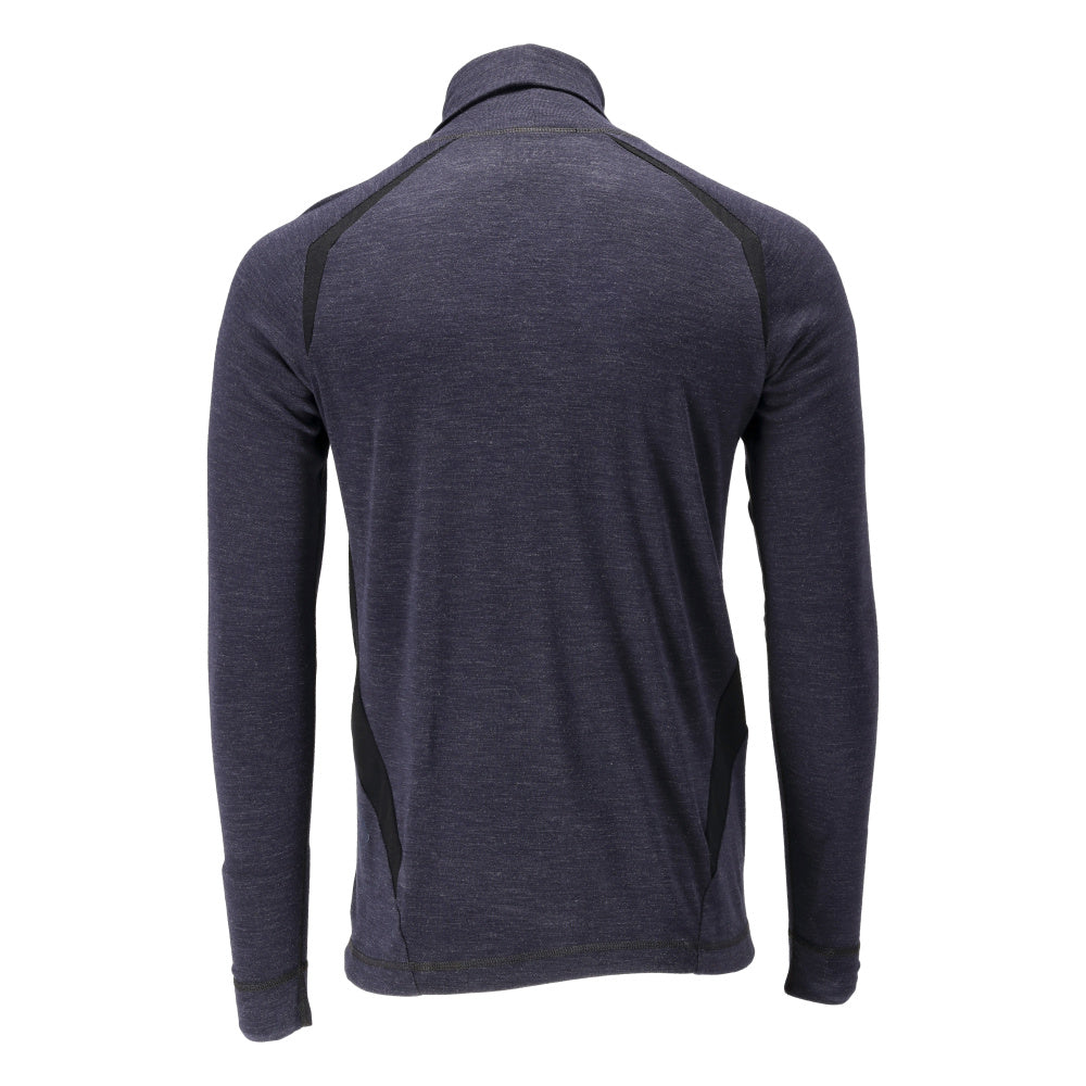 Functional undershirt, turtleneck, wool undershirt Multisafe, black-blue