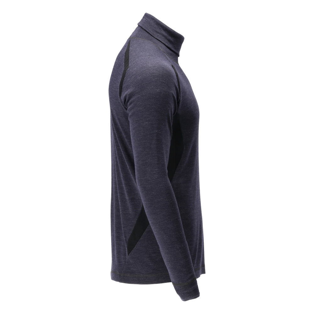 Functional undershirt, turtleneck, wool undershirt Multisafe, black-blue