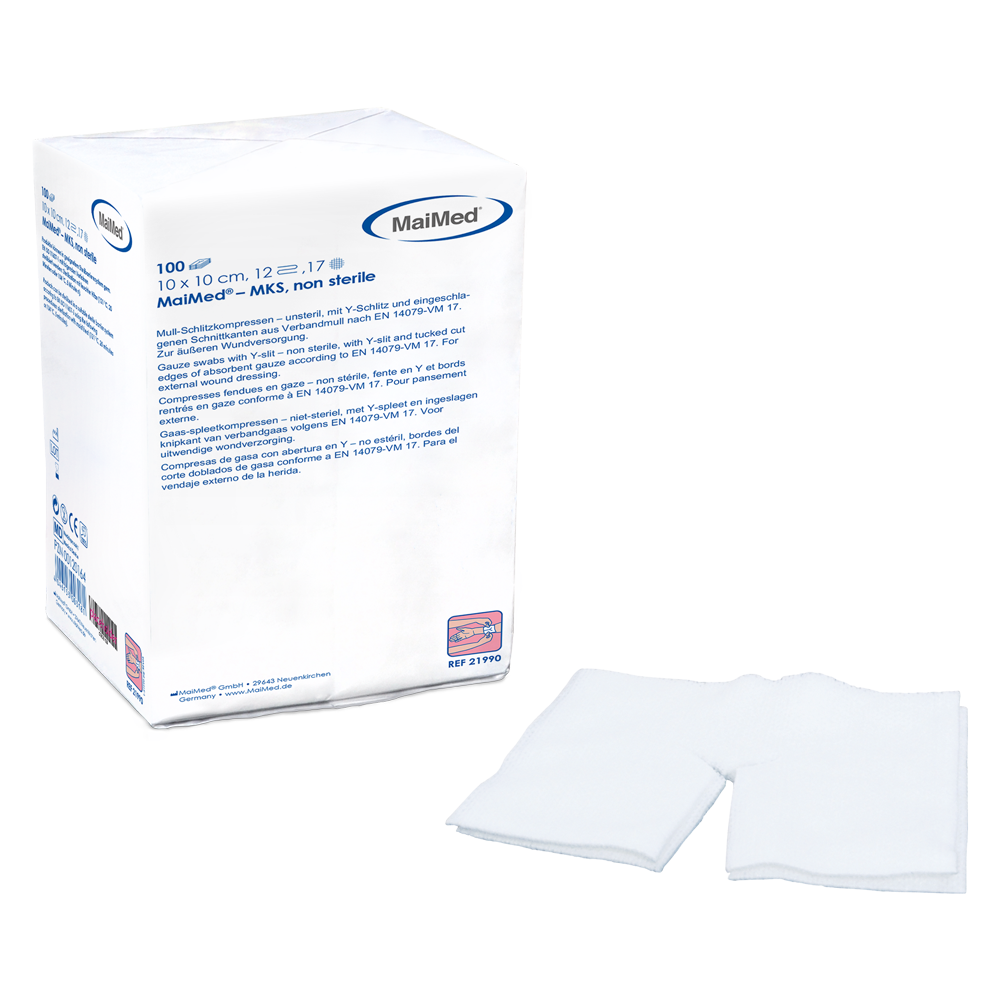 MaiMed-MKS-unsterile gauze slit compresses, 100 pieces/paper bag