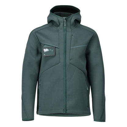 Soft shell jacket, hood, modern fit soft shell jacket