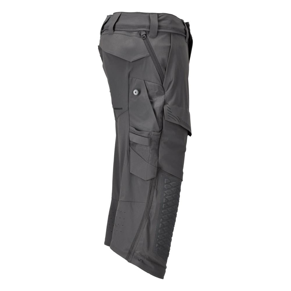 Three-quarter trousers, knee pockets, stretch craftsman three-quarter trousers, anthracite grey