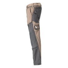 Trousers, knee pockets, stretch, light trousers, dark sand beige/anthracite grey