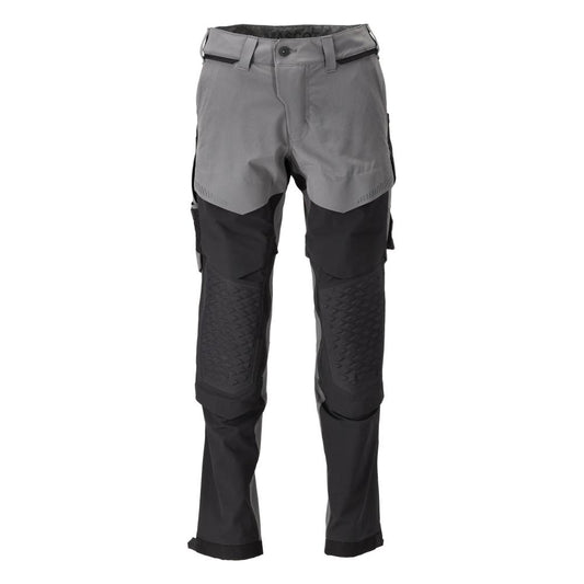 Trousers, knee pockets, stretch, light trousers, anthracite grey/black