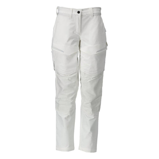 Trousers with knee pockets, women's trousers, white