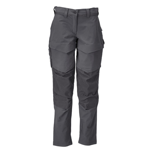 Trousers with knee pockets, women's trousers, anthracite grey