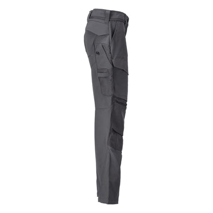 Trousers with knee pockets, women's trousers, anthracite grey